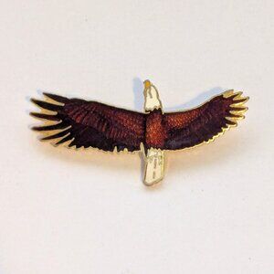 Vintage WM Spear 1990 Handmade Spread Wing Eagle Enamel Brooch Pin